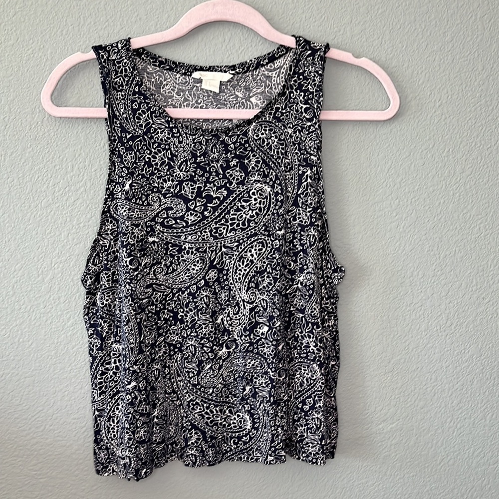 Basic brand, size S, Navy Blue Paisley Summer tank top, bought in Europe